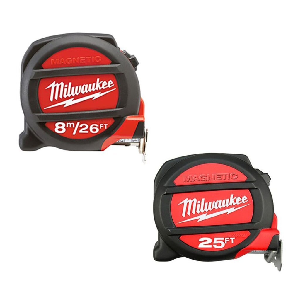 🎁 Milwaukee 25 FT.+ 8 M/26 ft. Magnetic Tape Measure Set